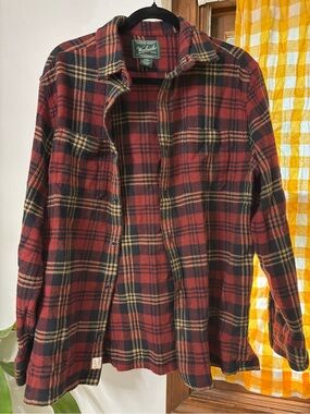 Woolrich Red and Black Plaid Wool Shirt Jacket